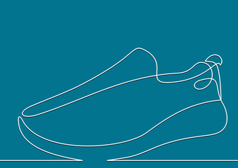 Vector illustration of sneakers. Sports shoes in a line style. Continuous one line