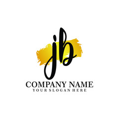 letter JB handwriting Black color logo, and elegant gold brush template