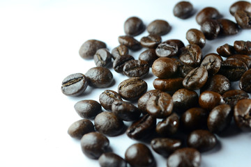 Coffee beans in white background