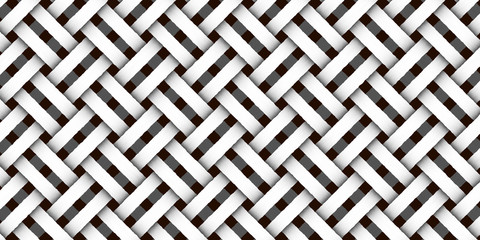 Monochrome wicker background. Braided black and white pattern