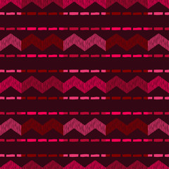 Ethnic boho seamless pattern. Lace. Embroidery on fabric. Patchwork texture. Weaving. Traditional ornament. Tribal pattern. Folk motif. Vector illustration for web design or print.