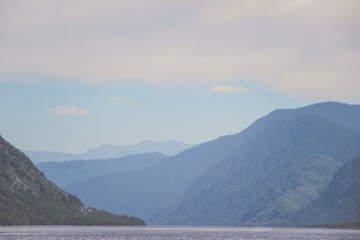 Altay Chemal beautiful mountains, green trees, pines, breathtaking views, landscapes and panoramas Russia