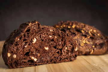 Home bread made from chocolate and nuts