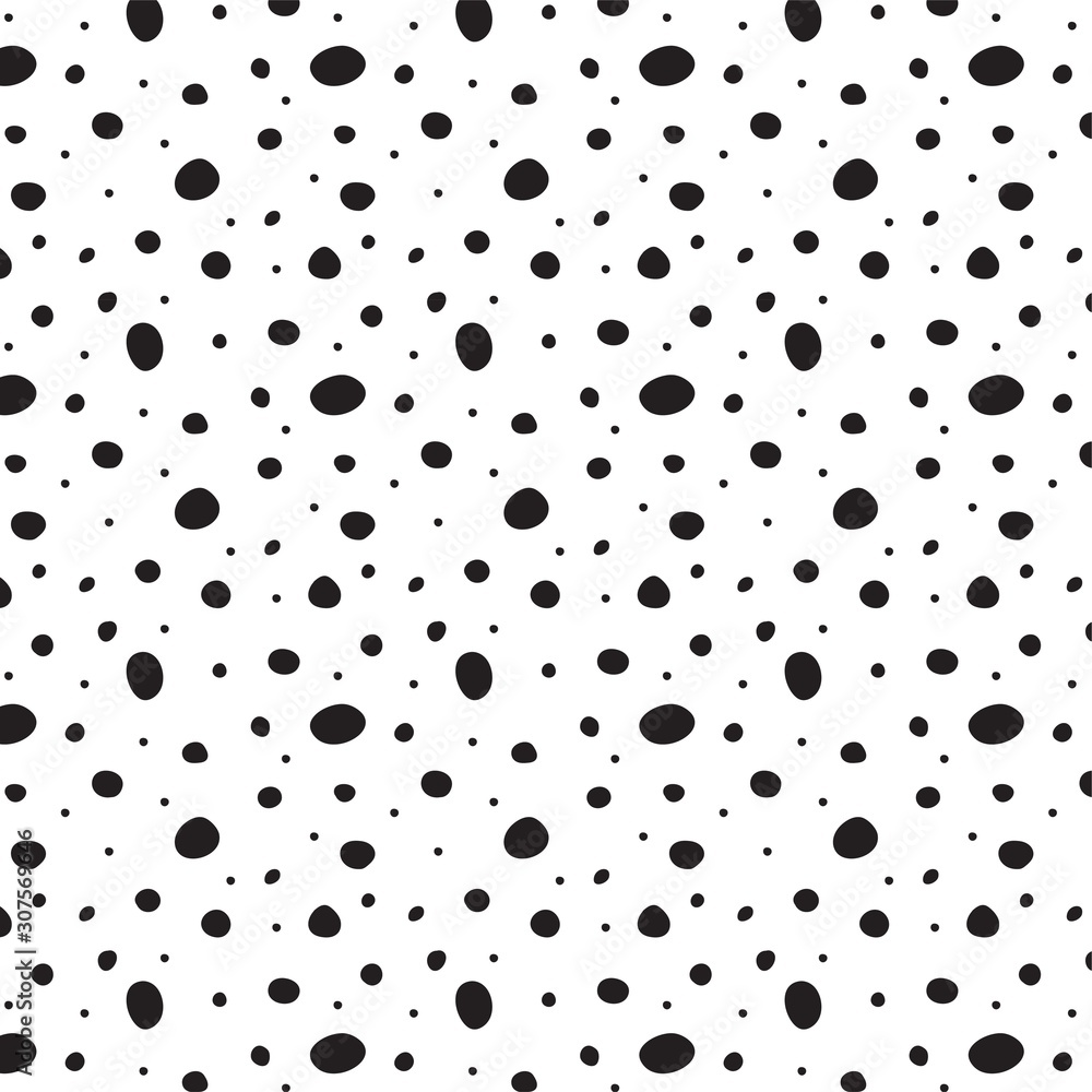 Poster polka dot seamless background with hand drawn doodle shapes. irregular abstract texture with random 
