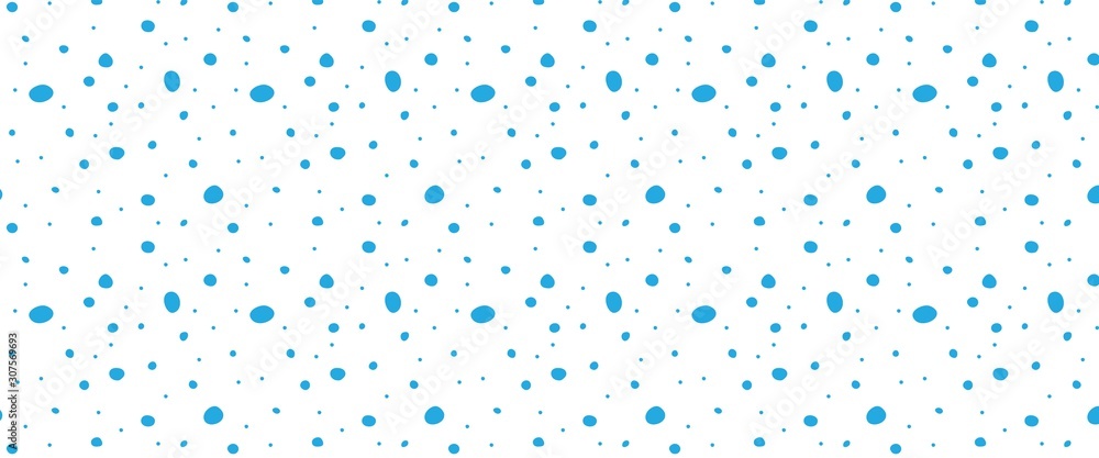 Poster polka dot blue seamless background with hand drawn doodle shapes. irregular abstract texture with ra