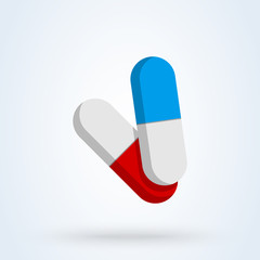 medicine capsule two, vector modern icon design illustration.