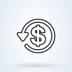 money transfer and Chargeback. Line art vector modern icon design illustration.