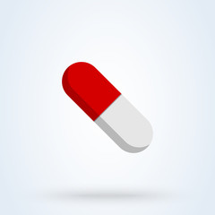 capsule healthcare, red flat icon. Simple modern design illustration.