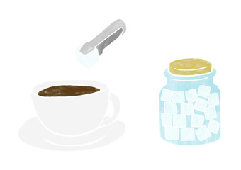 コーヒーと角砂糖