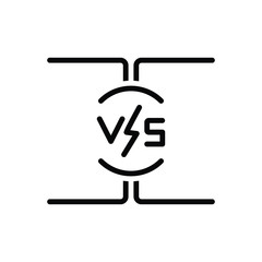 Black line icon for vs versus