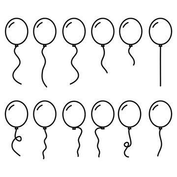 Set of balloons vector icon isolated on white background. Modern simple flat birthday balloon sign. Celebration, internet concept. Vector helium balloon for website, web button, mobile app. logo.
