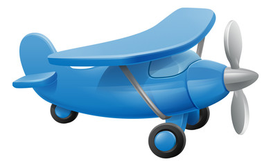 Airplane cartoon. An illustration of a cute blue small or toy aeroplane