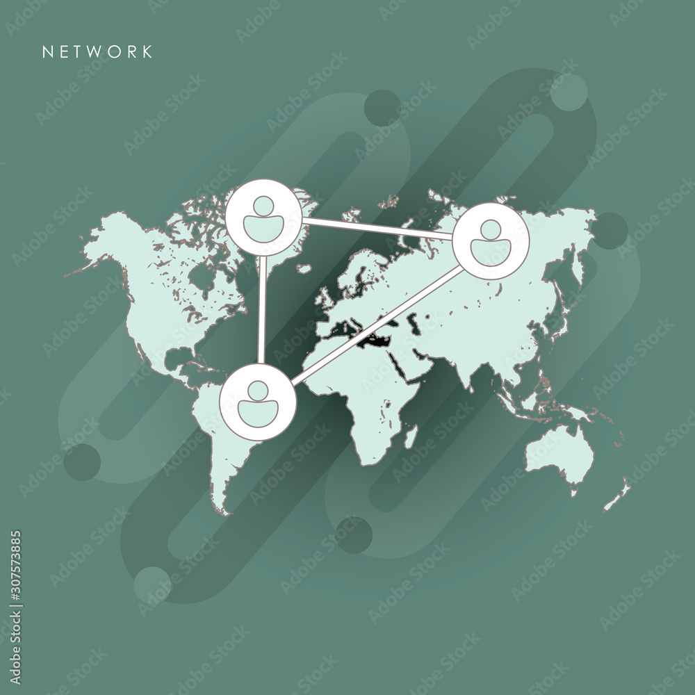 Poster global structure networking and data connection concept. social network communication in the global 