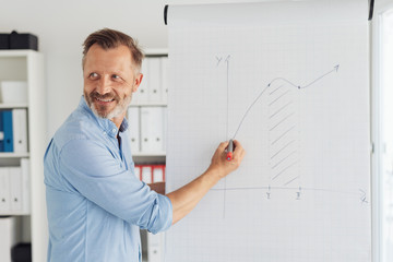 Smiling confident businessman giving presentation