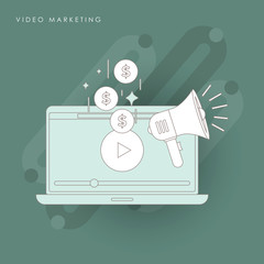 Video marketing icon concept. Making money from video with social network communication.
