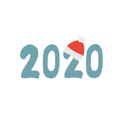 2020 New Year isolated on background. Inscription decorated with a Christmas hat. Perfect for calendar, Cover of business diary for 2020 Brochure design template, card, banner. 