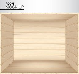 3D Mock up Realistic Wooden Empty Room for Shop, store Exhibition Background Illustration