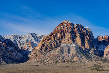 Winter snowy landscape of the famous Red Rock Canyon