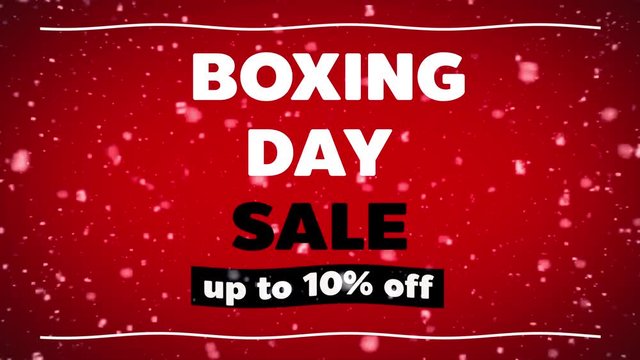 Boxing day Sale 10 percent off . Promotion sale & website banner on red background. Concept of sale and discounts. Motion graphic animate 4k.