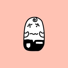 Cute kawaii cartoon character, hand drawn doodles illustration.