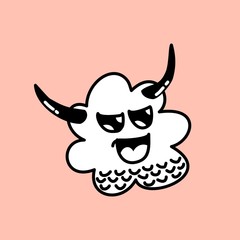 Cute kawaii cartoon character, hand drawn doodles illustration.