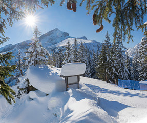 Winterwandern vom Kreuzeck zum Osterfelderkopf, Blick auf die Alpspitze, Region Garmisch