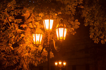 Lights at night on the streets of Odessa