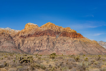 Winter snowy landscape of the famous Red Rock Canyon
