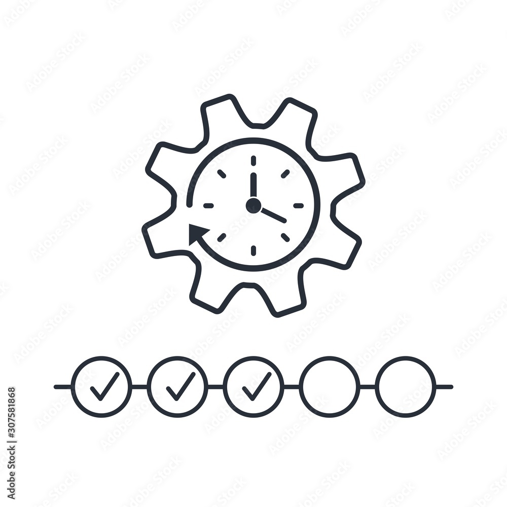 Poster time control. timelines . vector linear icon on a white background.