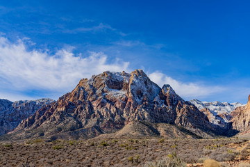 Winter snowy landscape of the famous Red Rock Canyon