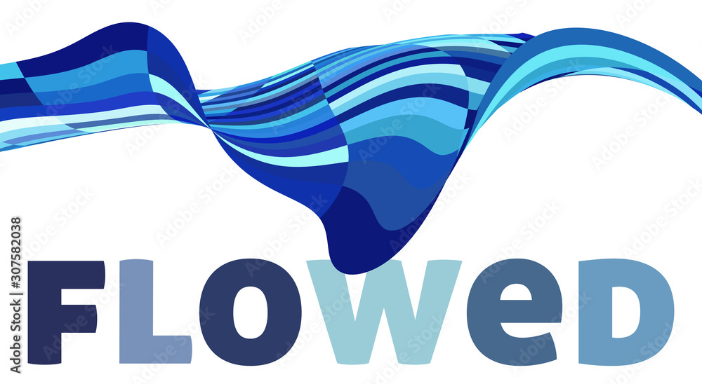Poster abstract blue striped wave with leak. vector graphics