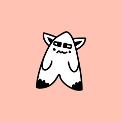Cute kawaii cartoon character, hand drawn doodles illustration.