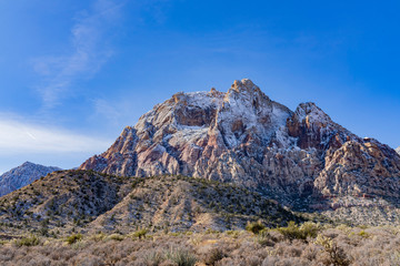 Winter snowy landscape of the famous Red Rock Canyon