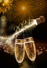 Sparkling wine on New Year's Eve, New Year 2021