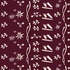 Monochrome food seamless pattern with oriental spices