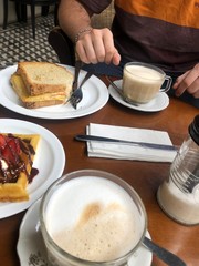 breakfast with coffee and croissant