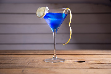 blue lagoon cocktail in glass