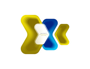 Vector arrow geometric banner created with blend color shapes effects. Trendy simple button, icon or business branding logo template, minimal style. Illustration For Wallpaper, Banner, Background