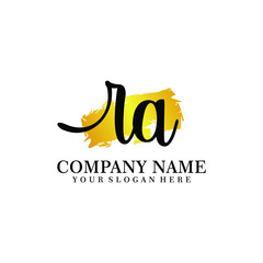 letter RA handwriting Black color logo, and elegant gold brush template