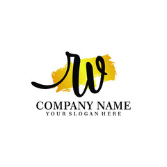 letter RV handwriting Black color logo, and elegant gold brush template