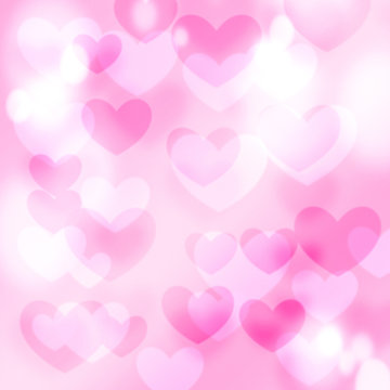 pink and white heart shape on pink background, blurred image illustration. valentine backdrop concept