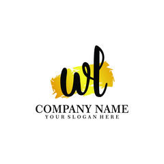 letter WL handwriting Black color logo, and elegant gold brush template