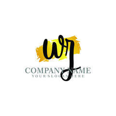 letter WZ handwriting Black color logo, and elegant gold brush template