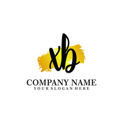 letter XB handwriting Black color logo, and elegant gold brush template