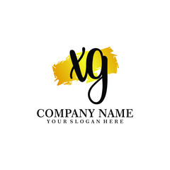letter XG handwriting Black color logo, and elegant gold brush template