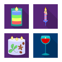 Vector design of candlelight and decoration icon. Set of candlelight and flame vector icon for stock.