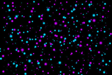 Obraz premium Neon cyan and purple dots on black background. Abstract texture for web-design, digital printing or concept design.
