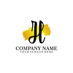 letter ZL handwriting Black color logo, and elegant gold brush template