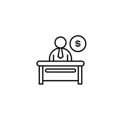 CEO icon, Businessman line sign. Man in tie. Occupation concept. Can be used for topics like top management, banking, finance, investment. Vector illustration