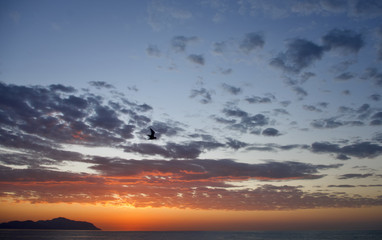 Fototapeta na wymiar bright sunrise over the Red Sea